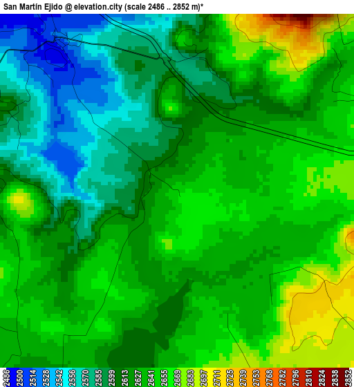 San Martín Ejido elevation map