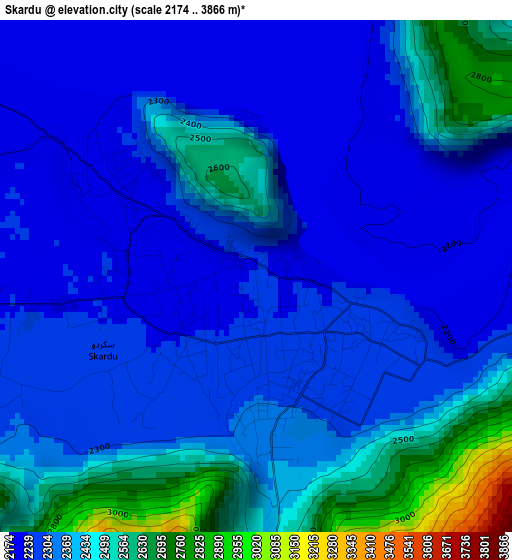 Skardu elevation map