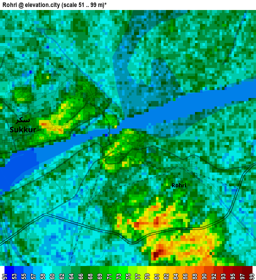 Rohri elevation map