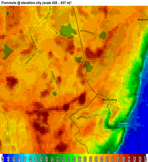 Fronreute elevation map