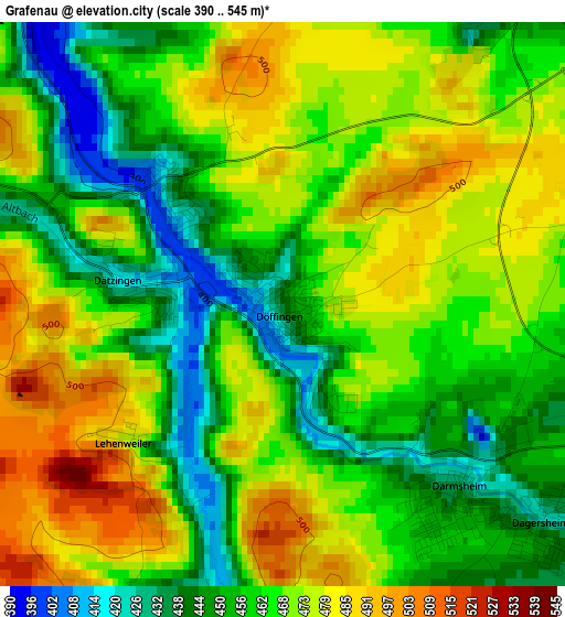 Grafenau elevation map