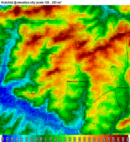 Kraichtal elevation map