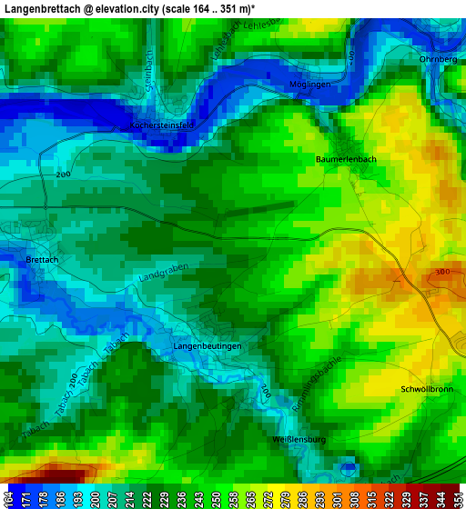 Langenbrettach elevation map