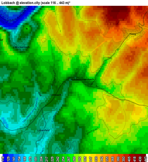 Lobbach elevation map