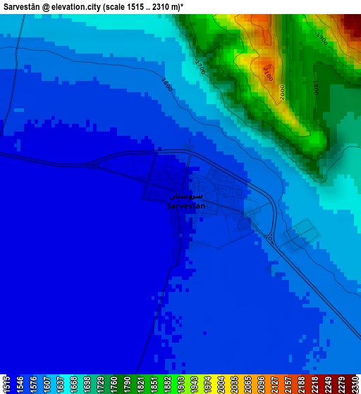 Sarvestān elevation map