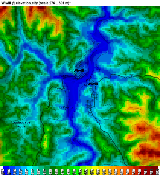 Wiwili elevation map