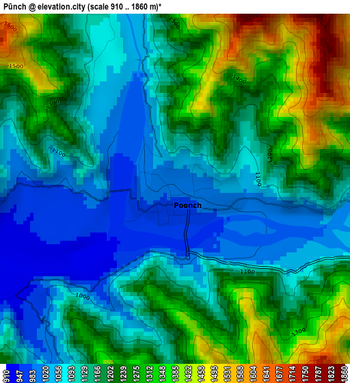 Pūnch elevation map