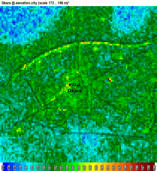 Okara elevation map