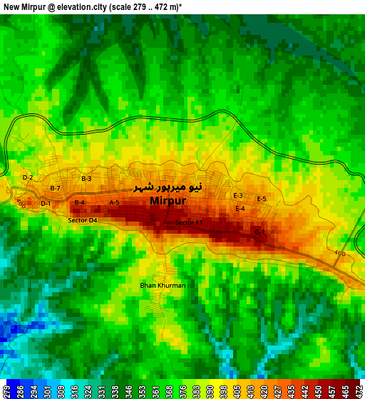 New Mirpur elevation map
