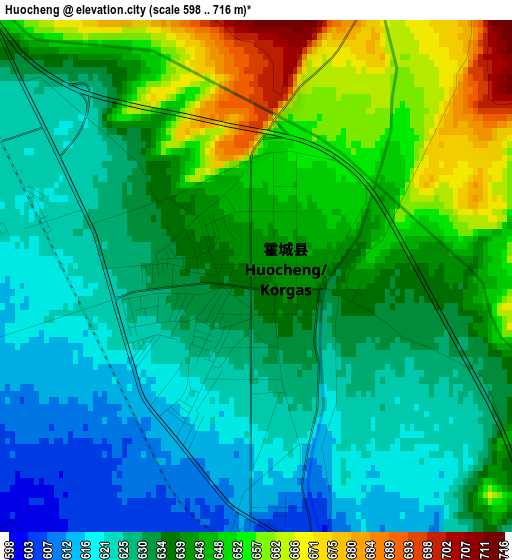 Huocheng elevation map