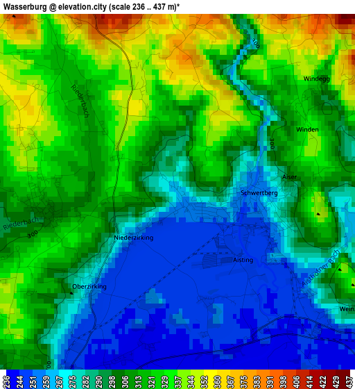 Wasserburg elevation map