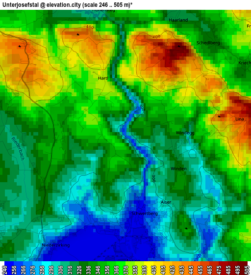 Unterjosefstal elevation map