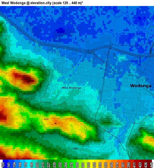 West Wodonga elevation map