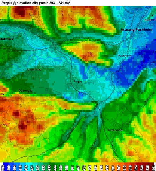 Regau elevation map