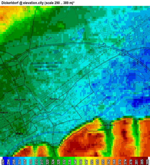 Dickerldorf elevation map