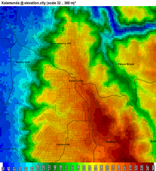 Kalamunda elevation map