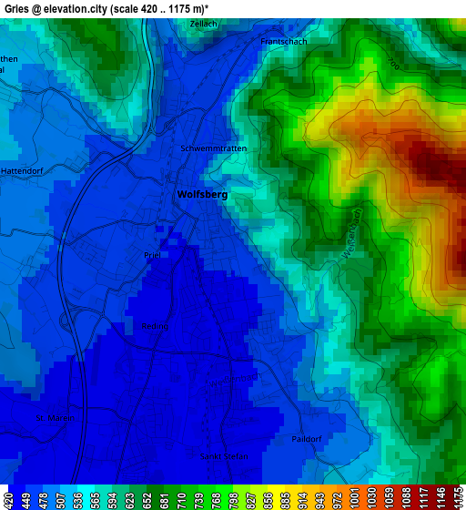 Gries elevation map