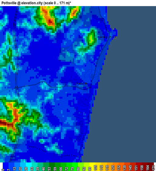 Pottsville elevation map