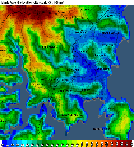 Manly Vale elevation map