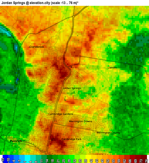 Jordan Springs elevation map