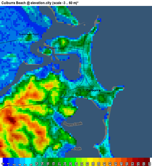 Culburra Beach elevation map