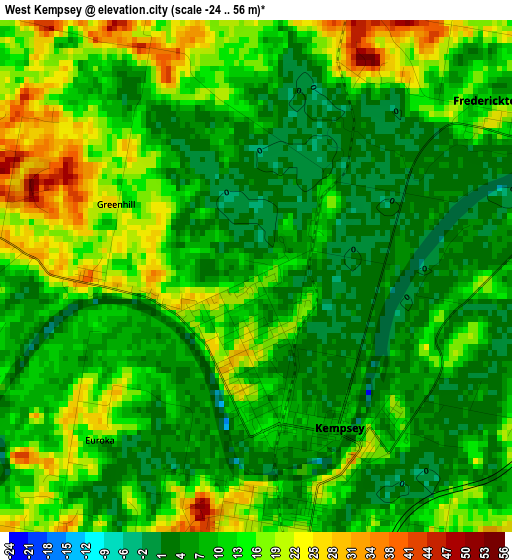 West Kempsey elevation map