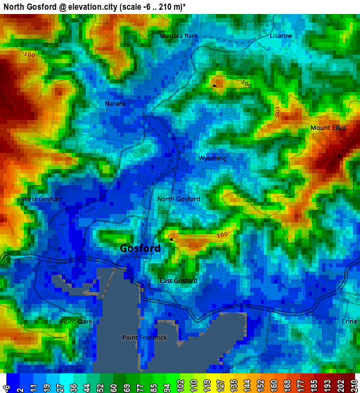 North Gosford elevation map