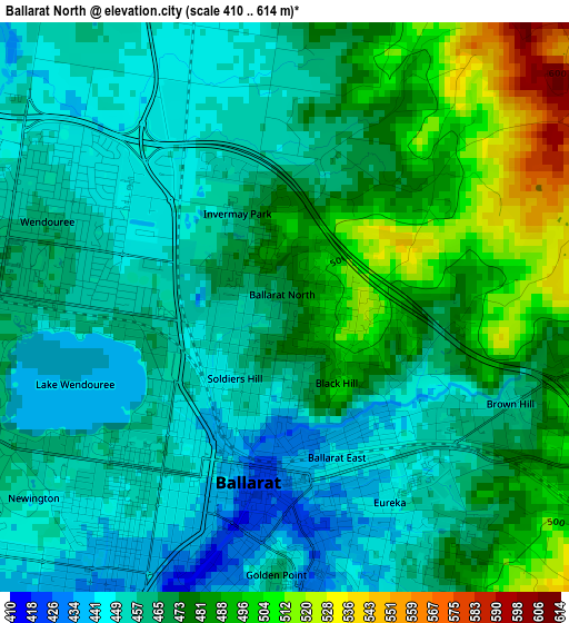 Ballarat North elevation map