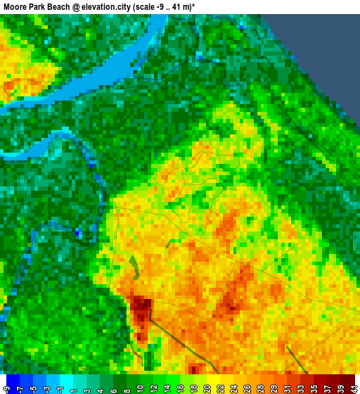 Moore Park Beach elevation map