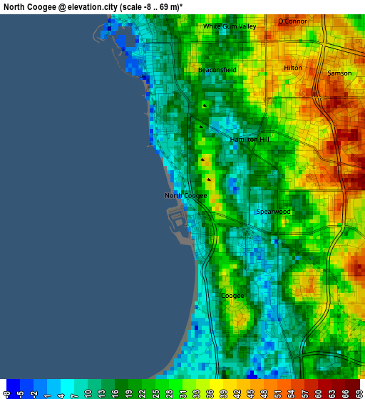 North Coogee elevation map