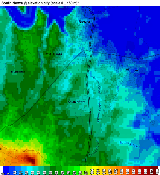 South Nowra elevation map