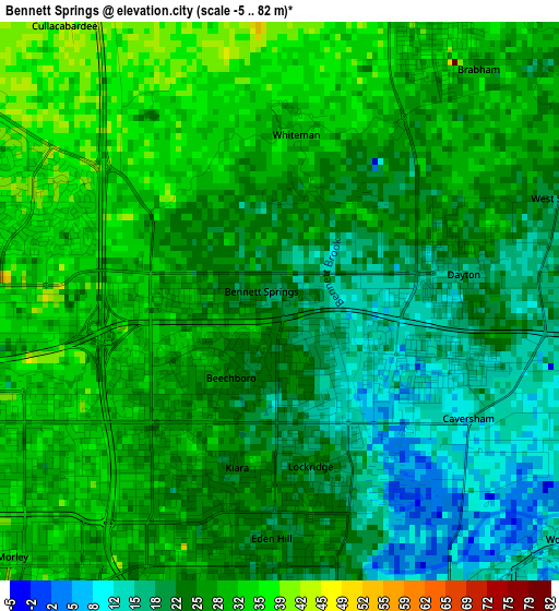 Bennett Springs elevation map