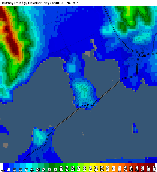 Midway Point elevation map