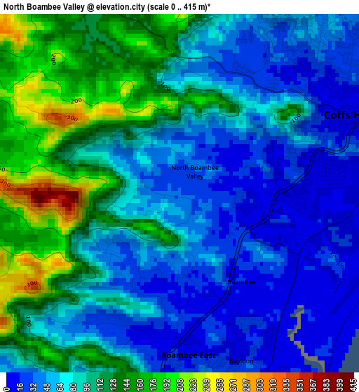 North Boambee Valley elevation map