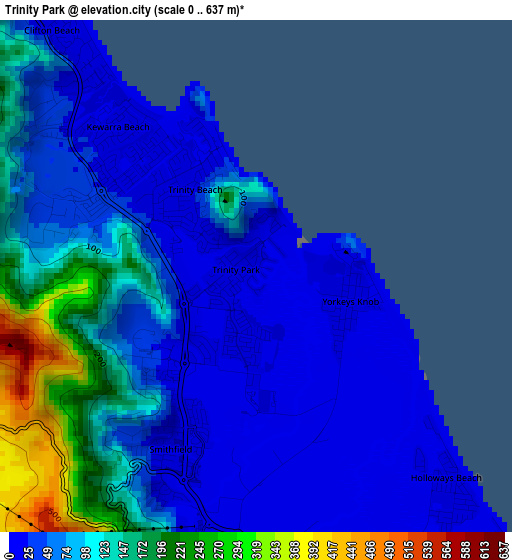 Trinity Park elevation map