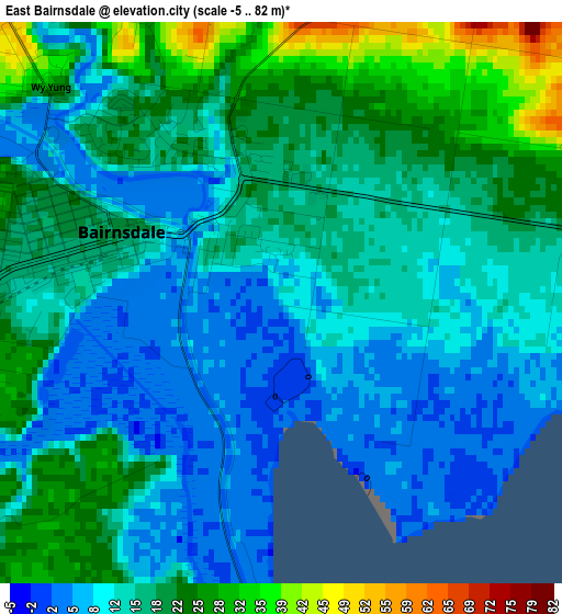 East Bairnsdale elevation map