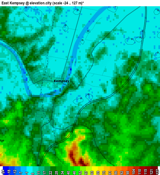 East Kempsey elevation map