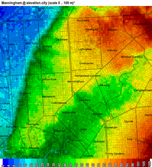 Manningham elevation map