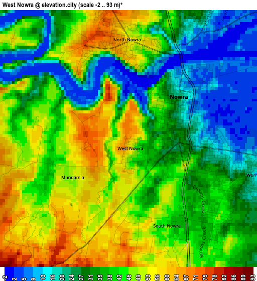 West Nowra elevation map