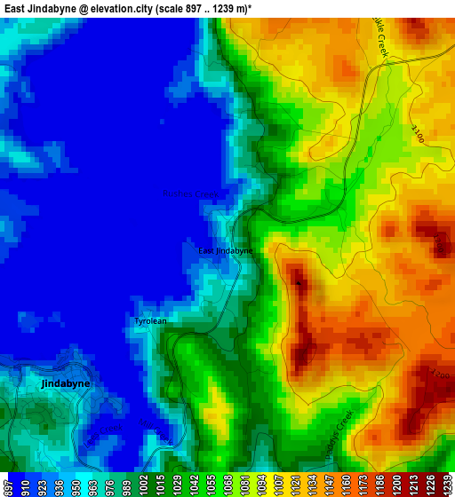 East Jindabyne elevation map