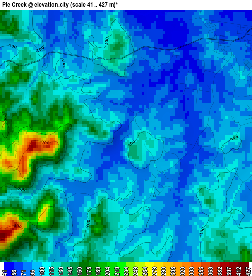 Pie Creek elevation map