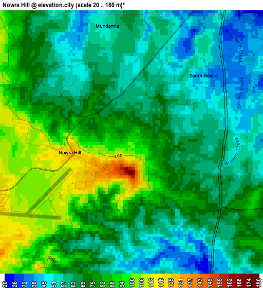 Nowra Hill elevation map