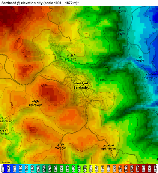 Sardasht elevation map