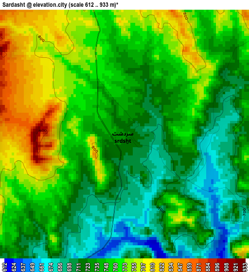 Sardasht elevation map