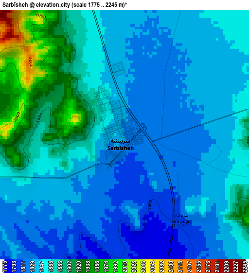 Sarbīsheh elevation map