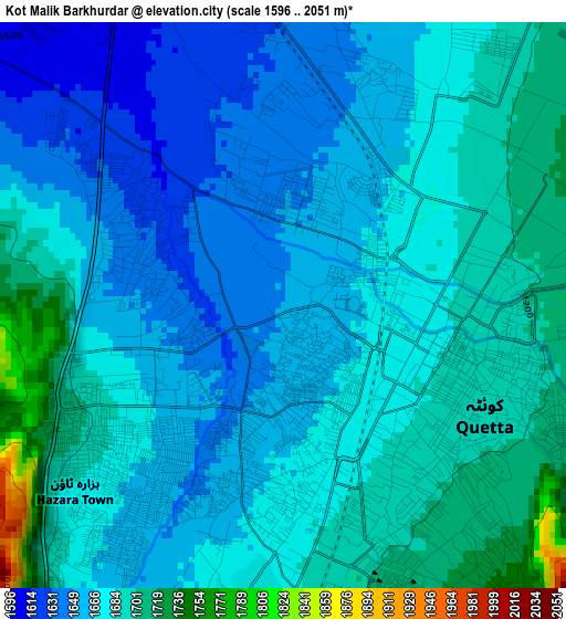 Kot Malik Barkhurdar elevation map