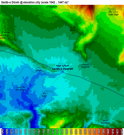 Sarāb-e Dūreh elevation map