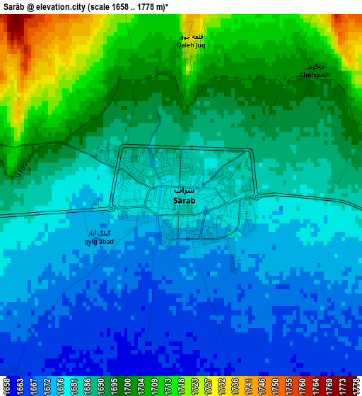 Sarāb elevation map