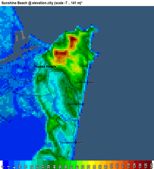 Sunshine Beach elevation map