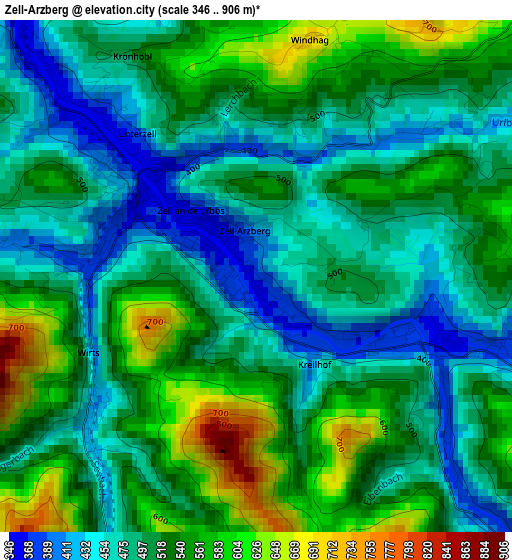 Zell-Arzberg elevation map